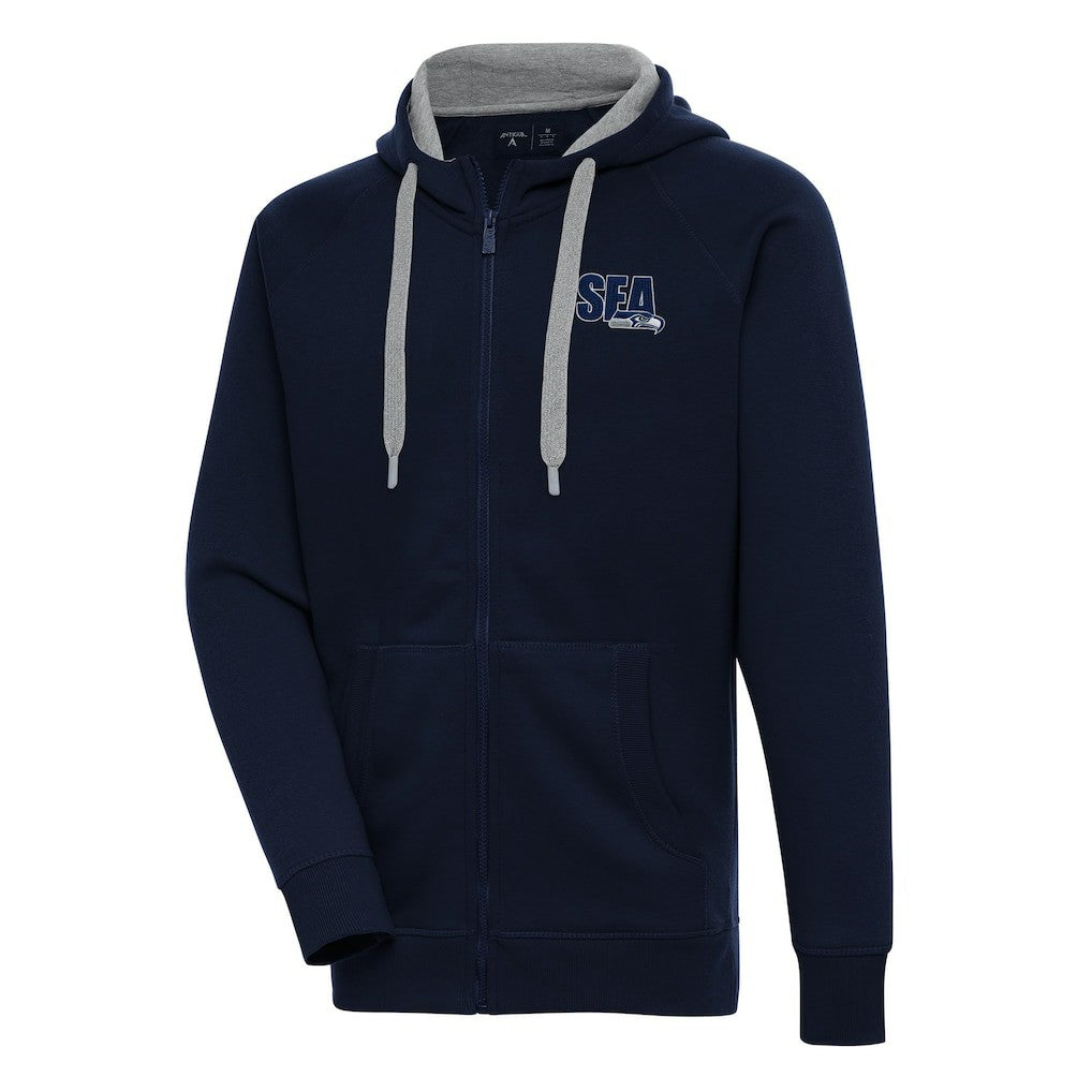 Seattle Seahawks Antigua Victory Full-Zip Hoodie College Navy