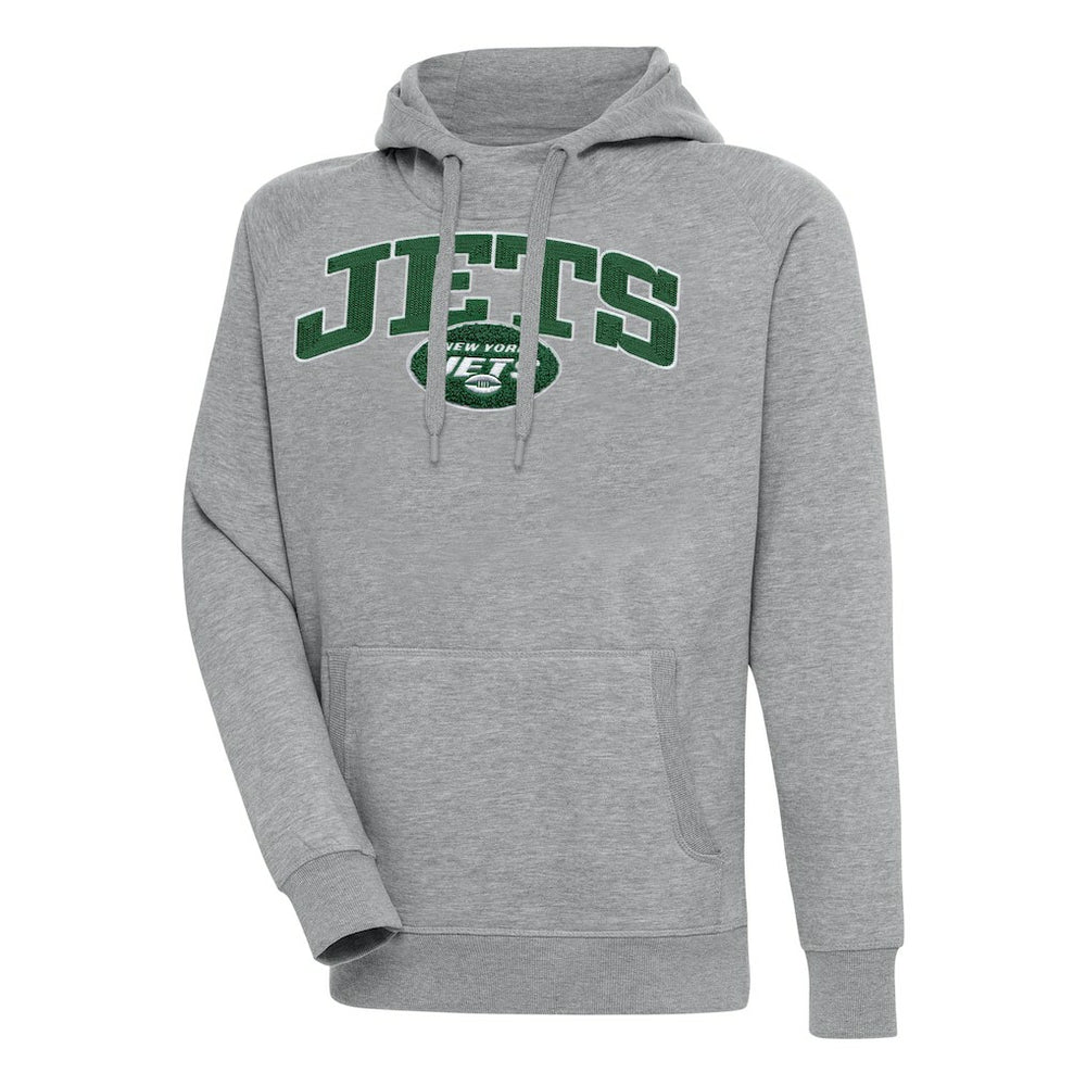 New York Jets Antigua Victory Pullover Hoodie Heather Gray