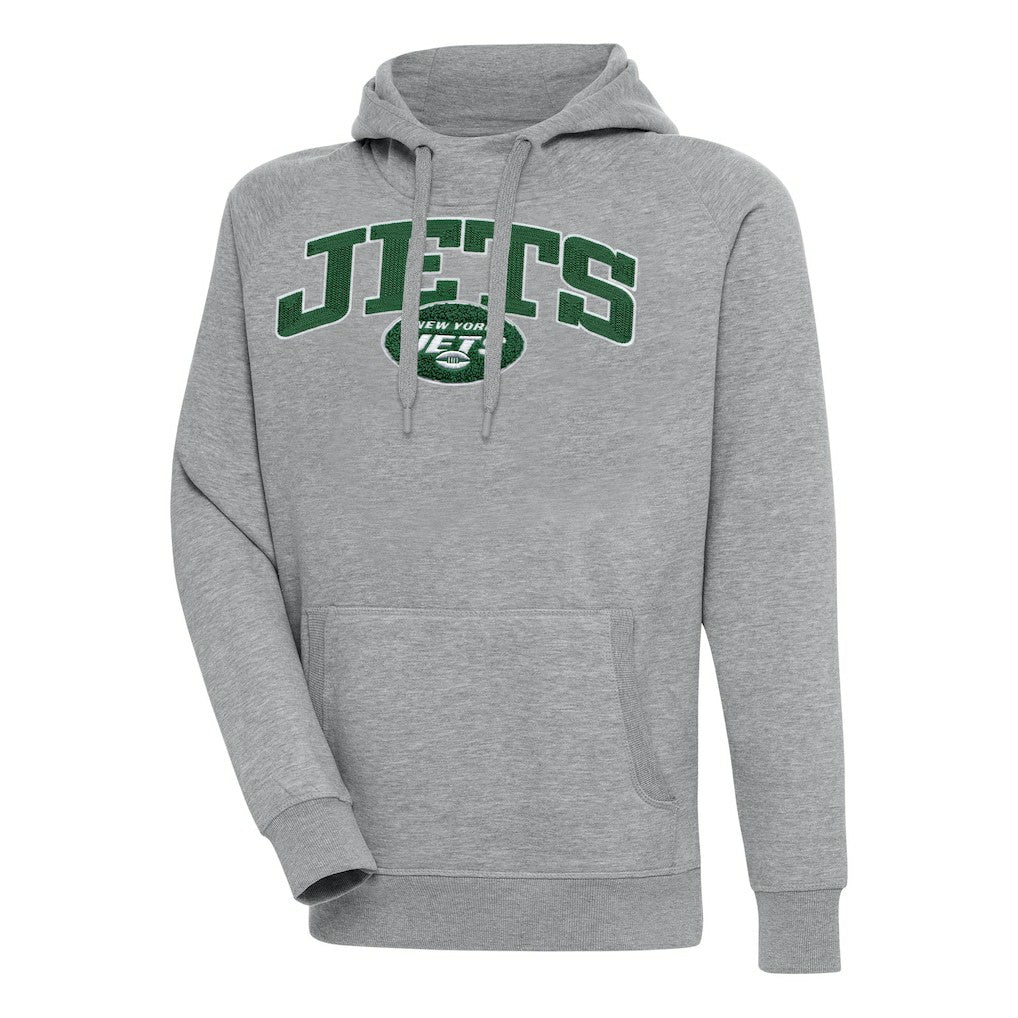 New York Jets Antigua Victory Pullover Hoodie Heather Gray