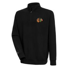 NHL Chicago Blackhawks Antigua Victory Quarter-Zip Pullover Top - Black