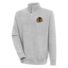 NHL Chicago Blackhawks Antigua Victory Quarter-Zip Pullover Top - Heather Gray