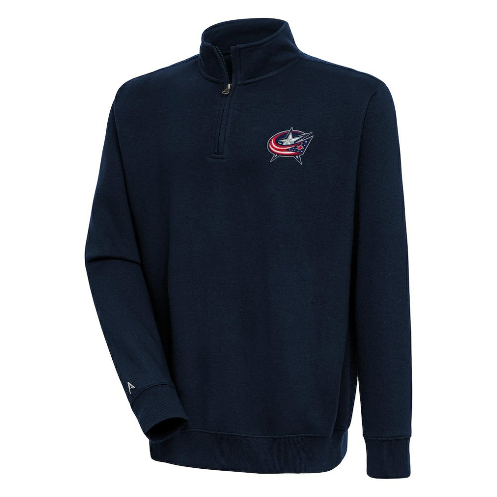 NHL Columbus Blue Jackets Antigua Victory Quarter-Zip Pullover Top - Navy