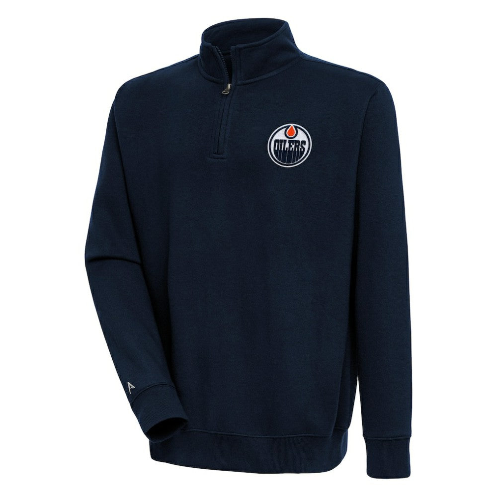 NHL Edmonton Oilers Antigua Victory Quarter-Zip Pullover Top - Navy