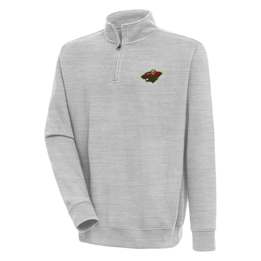 NHL Minnesota Wild Antigua Victory Quarter-Zip Pullover Top - Heather Gray