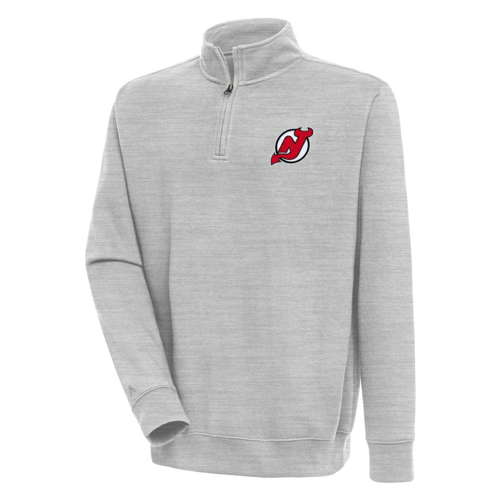 NHL New Jersey Devils Antigua Victory Quarter-Zip Pullover Top - Heather Gray