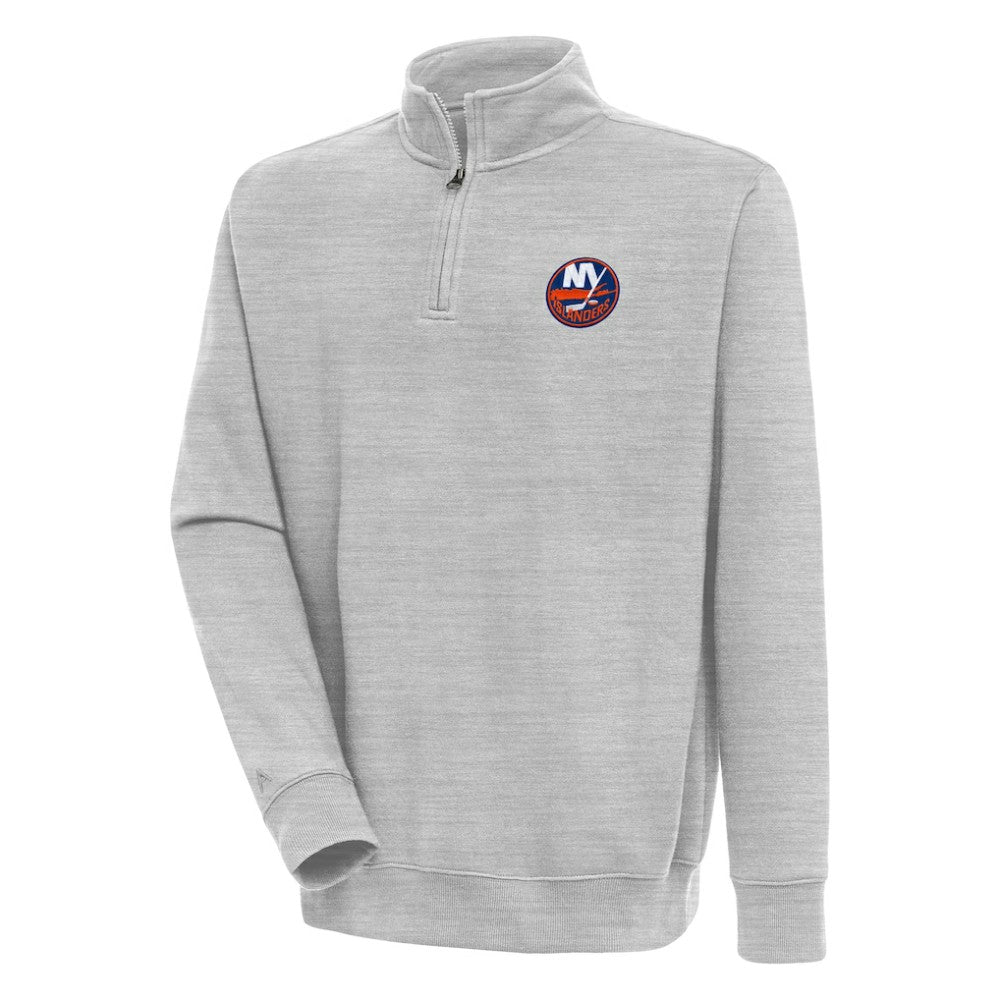 NHL New York Islanders Antigua Victory Quarter-Zip Pullover Top - Heather Gray