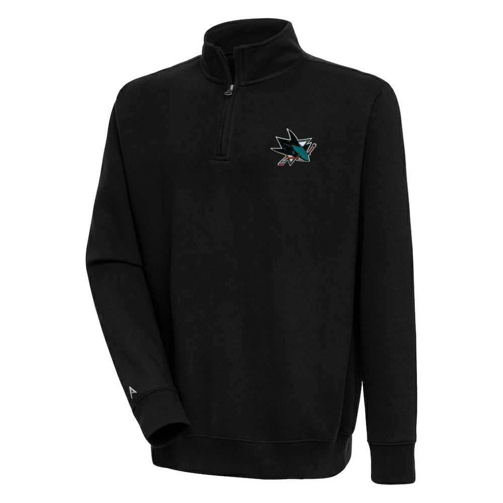 NHL San Jose Sharks Antigua Victory Quarter-Zip Pullover Top - Black