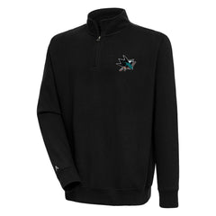 NHL San Jose Sharks Antigua Victory Quarter-Zip Pullover Top - Black
