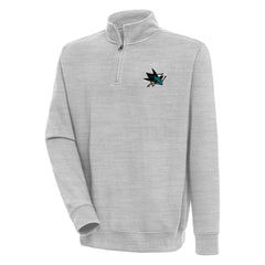 NHL San Jose Sharks Antigua Victory Quarter-Zip Pullover Top - Heather Gray