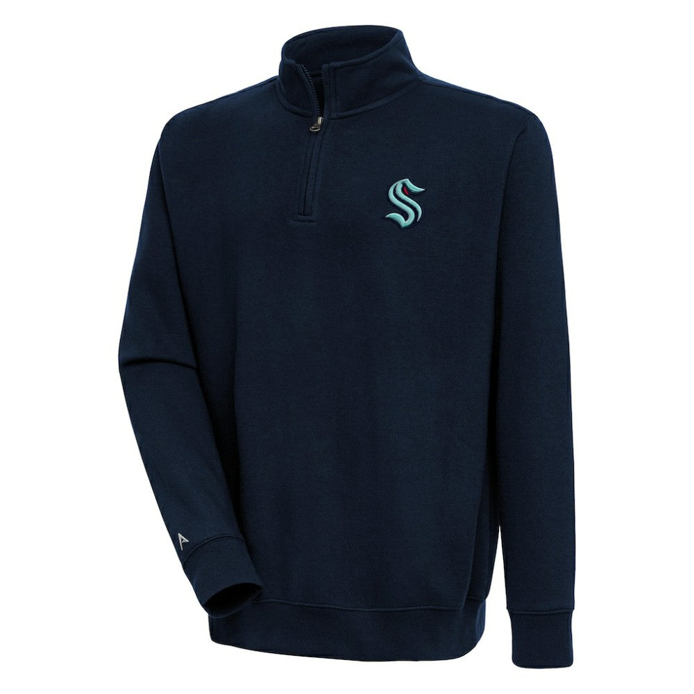 NHL Seattle Kraken Antigua Victory Quarter-Zip Pullover Top - Navy