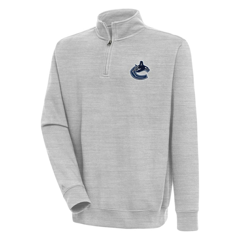 NHL Vancouver Canucks Antigua Victory Quarter-Zip Pullover Top - Heather Gray
