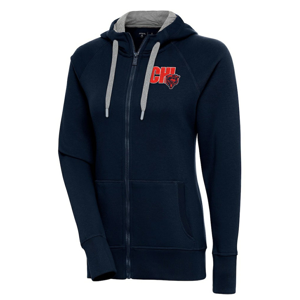 Chicago Bears Antigua Women's Victory Full-Zip Hoodie Navy