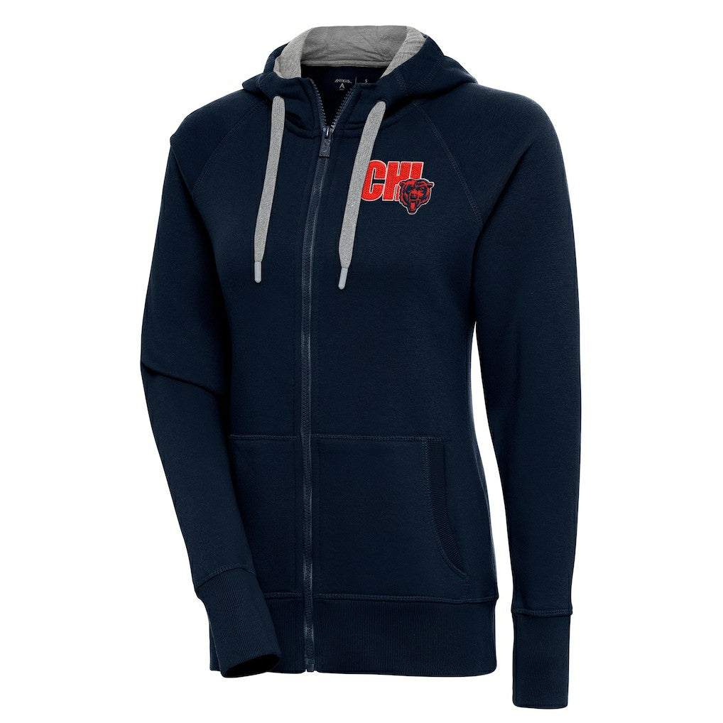 Chicago Bears Antigua Women's Victory Full-Zip Hoodie Navy