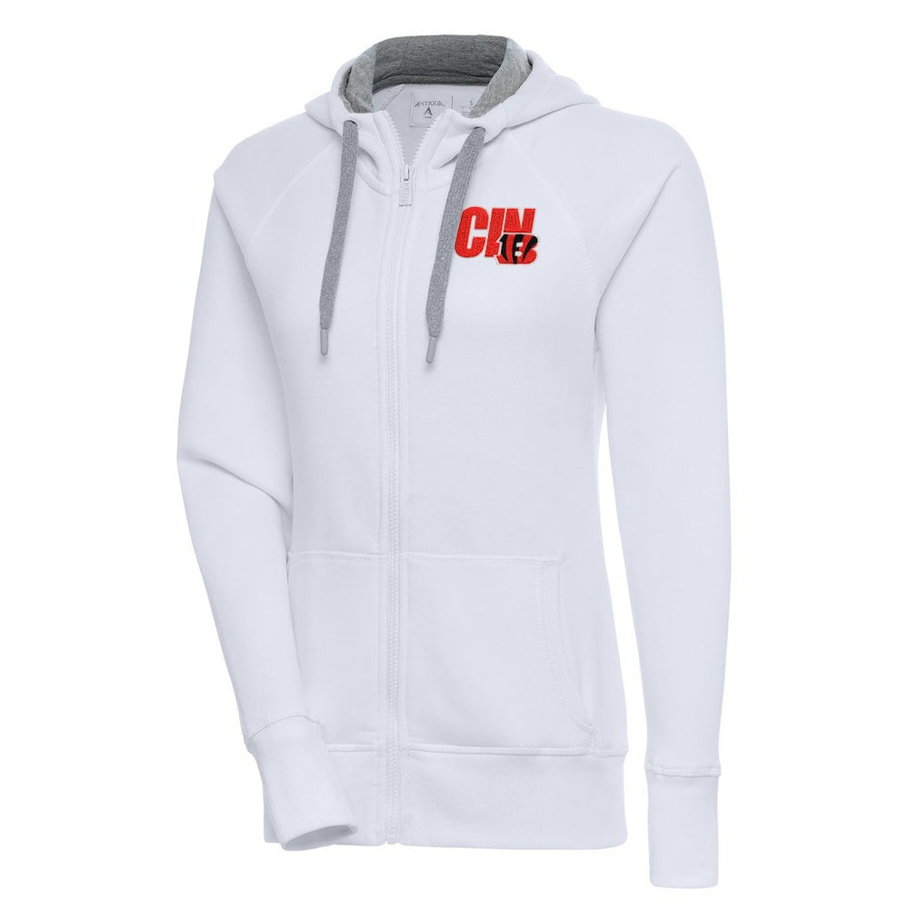 Cincinnati Bengals Antigua Women's Victory Full-Zip Hoodie White