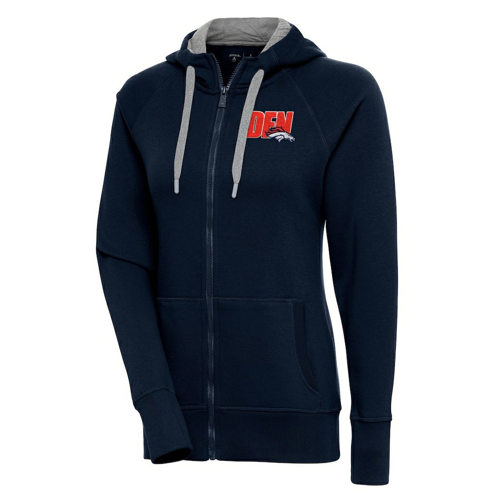 Denver Broncos Antigua Women's Victory Full-Zip Hoodie Navy