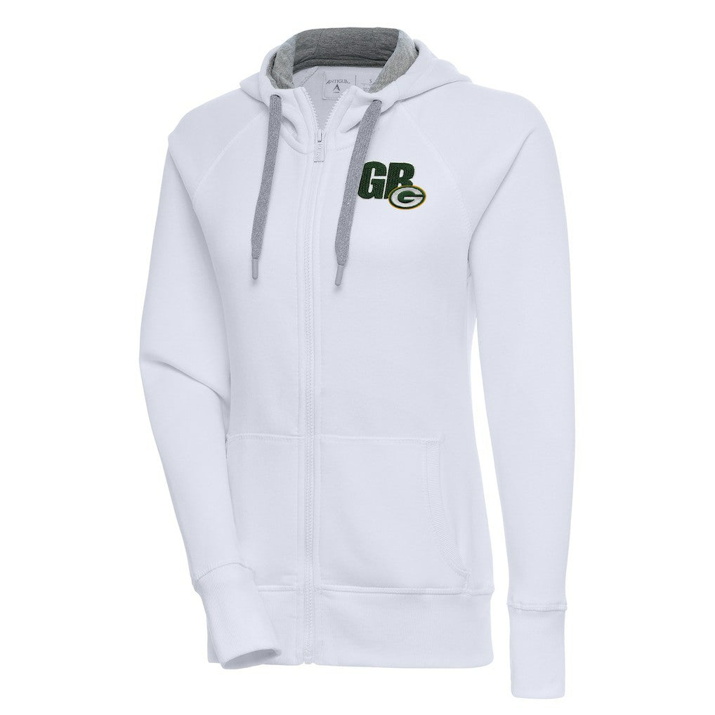 Green Bay Packers Antigua Women's Victory Full-Zip Hoodie White