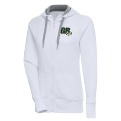 Green Bay Packers Antigua Women's Victory Full-Zip Hoodie White