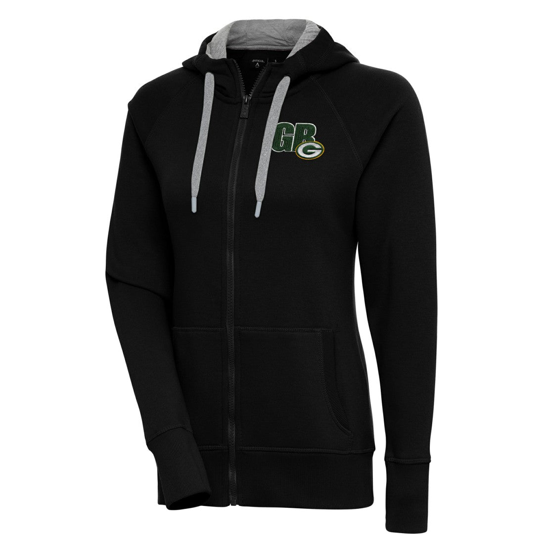 Green Bay Packers Antigua Women's Victory Full-Zip Hoodie Black