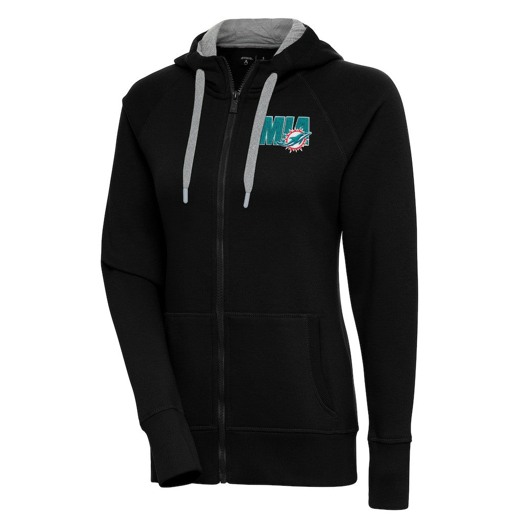 Miami Dolphins Antigua Women's Victory Full-Zip Hoodie Black