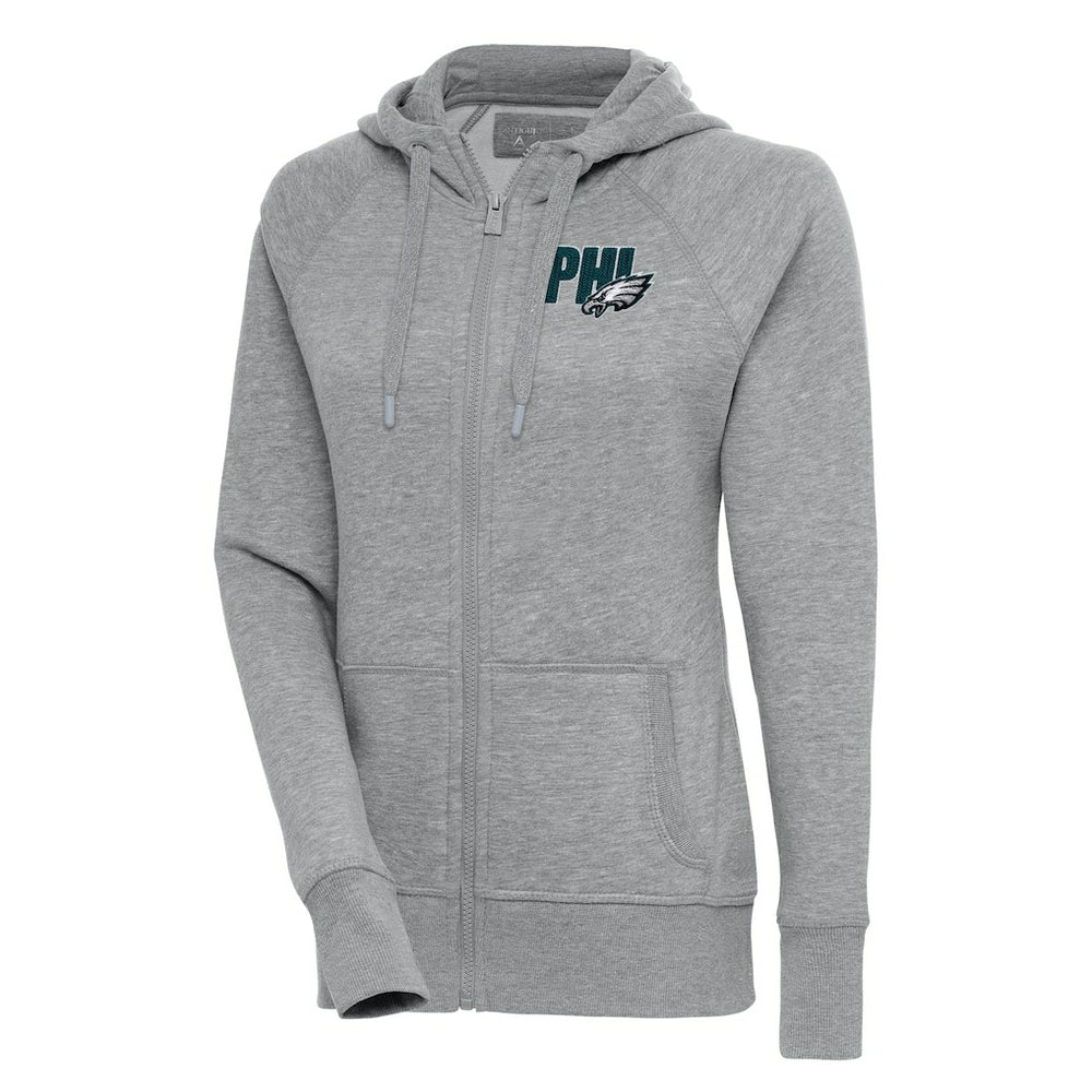 Philadelphia Eagles Antigua Women's Victory Full-Zip Hoodie Heather Gray