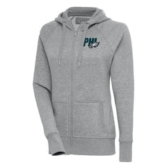Philadelphia Eagles Antigua Women's Victory Full-Zip Hoodie Heather Gray