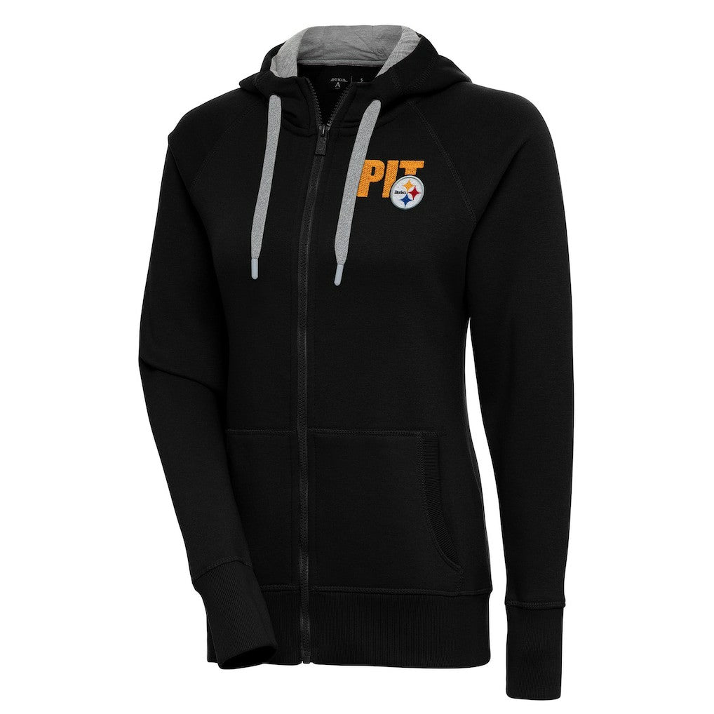 Pittsburgh Steelers Antigua Women's Victory Full-Zip Hoodie Black
