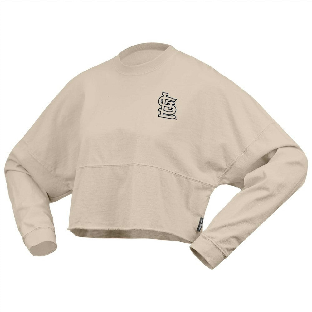 St. Louis Cardinals Fanatics Women's Long Sleeve Cropped Jersey T-Shirt - Cream Jerseys