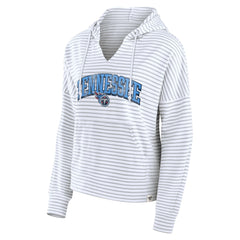 Tennessee Titans Women's Striped Notch Neck Pullover Hoodie White/Gray