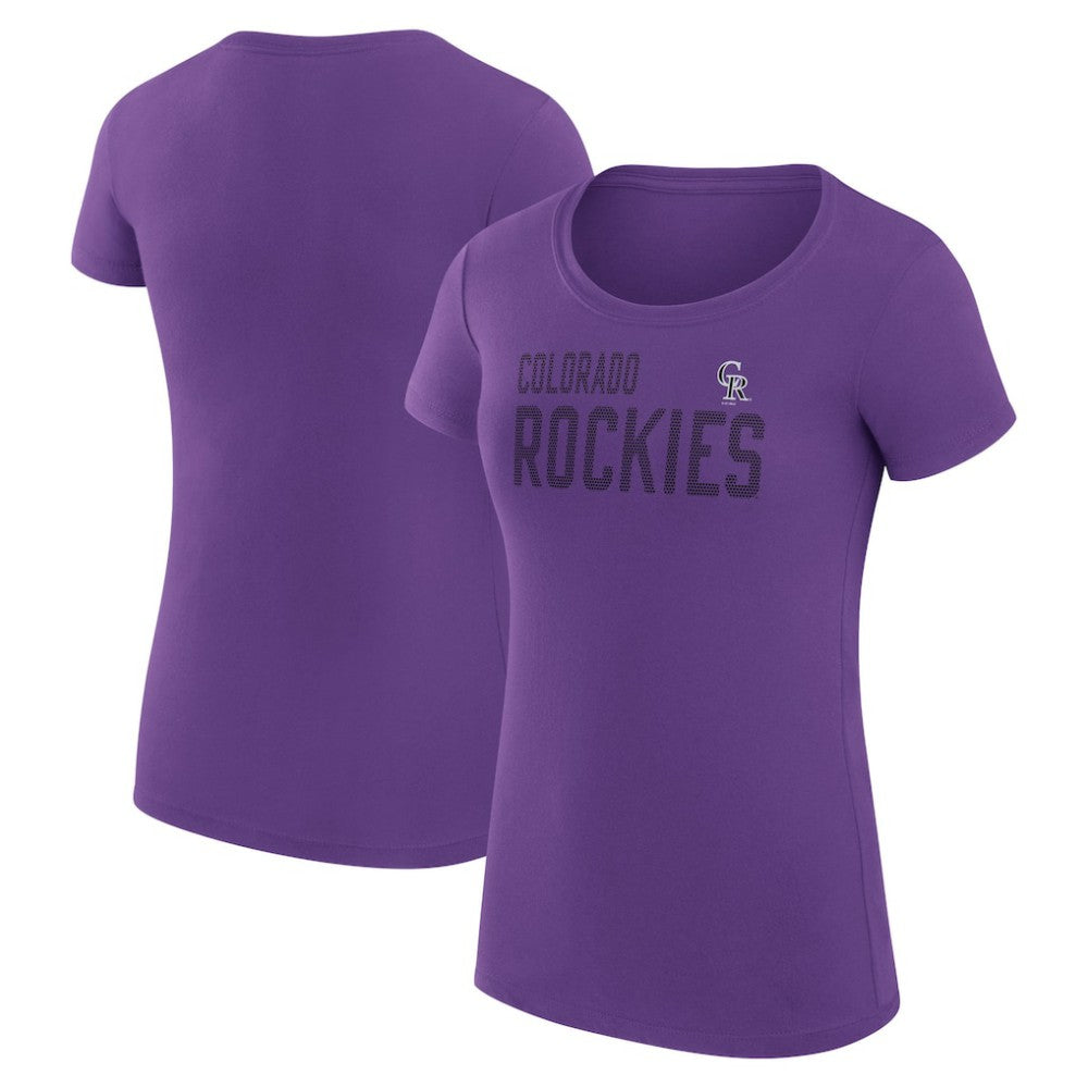 Colorado Rockies G-III 4Her by Carl Banks Women's Super-Slim Fit Lightweight Dot Print T-Shirt - Purple T-shirts