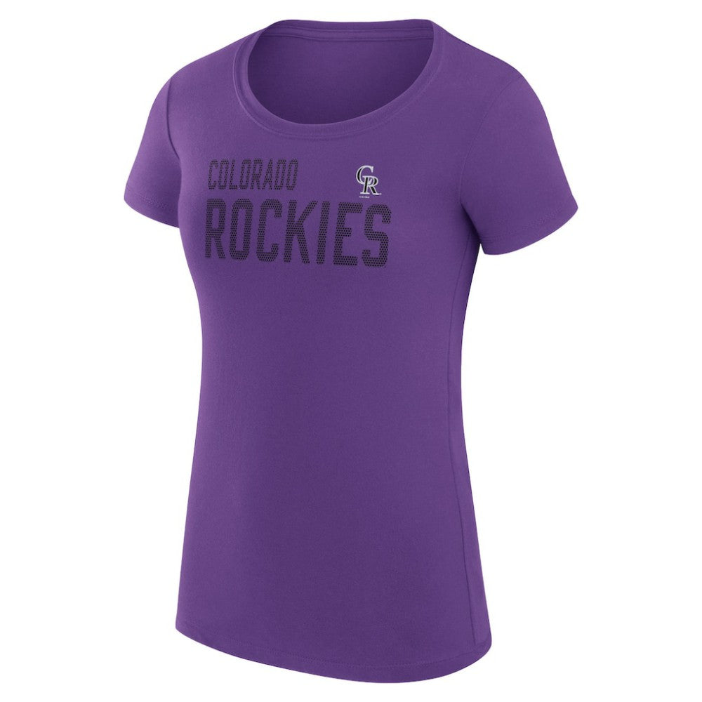 Colorado Rockies G-III 4Her by Carl Banks Women's Super-Slim Fit Lightweight Dot Print T-Shirt - Purple T-shirts