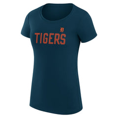 Detroit Tigers G-III 4Her by Carl Banks Women's Super-Slim Fit Lightweight Dot Print T-Shirt - Navy T-shirts
