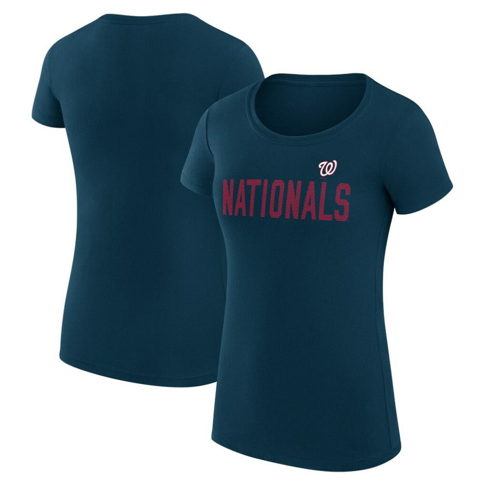 Washington Nationals G-III 4Her by Carl Banks Women's Super-Slim Fit Lightweight Dot Print T-Shirt - Navy T-shirts