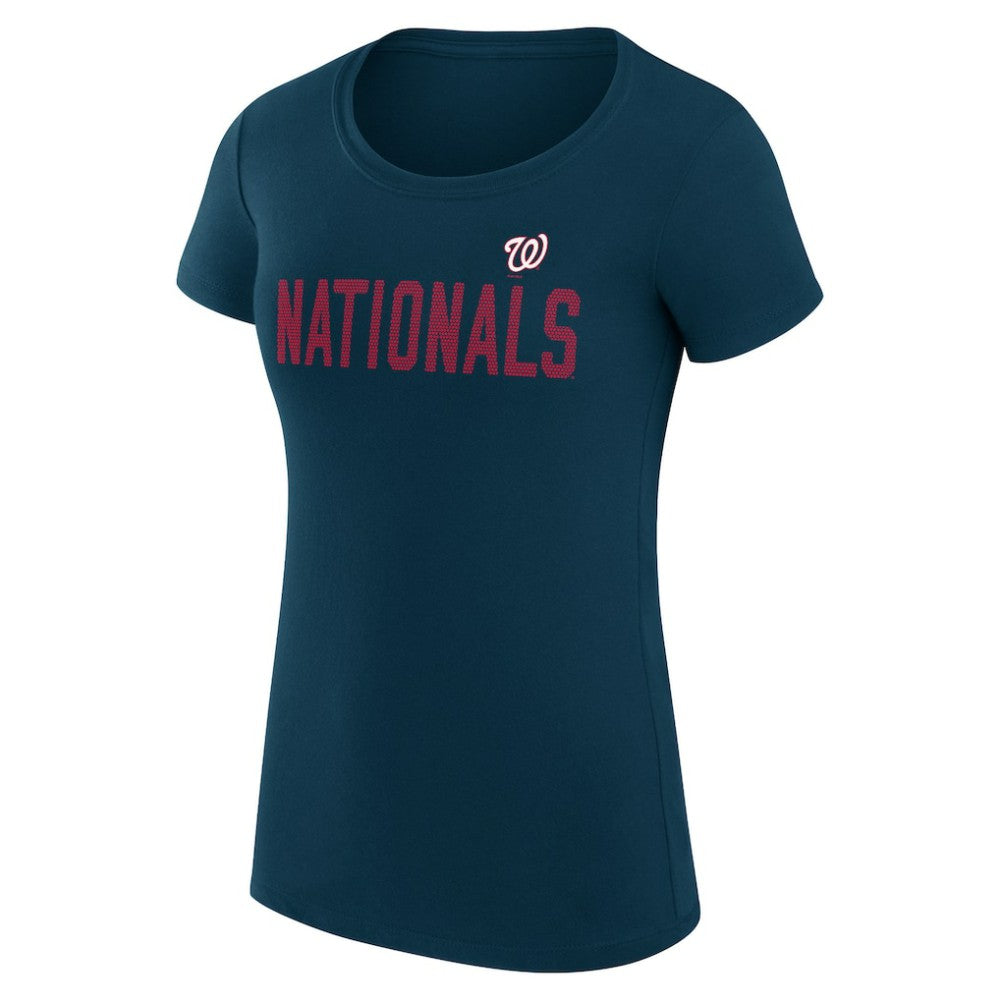 Washington Nationals G-III 4Her by Carl Banks Women's Super-Slim Fit Lightweight Dot Print T-Shirt - Navy T-shirts