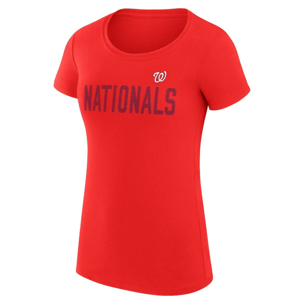 Washington Nationals G-III 4Her by Carl Banks Women's Super-Slim Fit Lightweight Dot Print T-Shirt - Red T-shirts