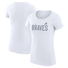 Atlanta Braves G-III 4Her by Carl Banks Women's Super-Slim Fit Lightweight Dot Print T-Shirt - White T-shirts