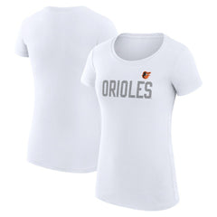 Baltimore Orioles G-III 4Her by Carl Banks Women's Super-Slim Fit Lightweight Dot Print T-Shirt - White T-shirts