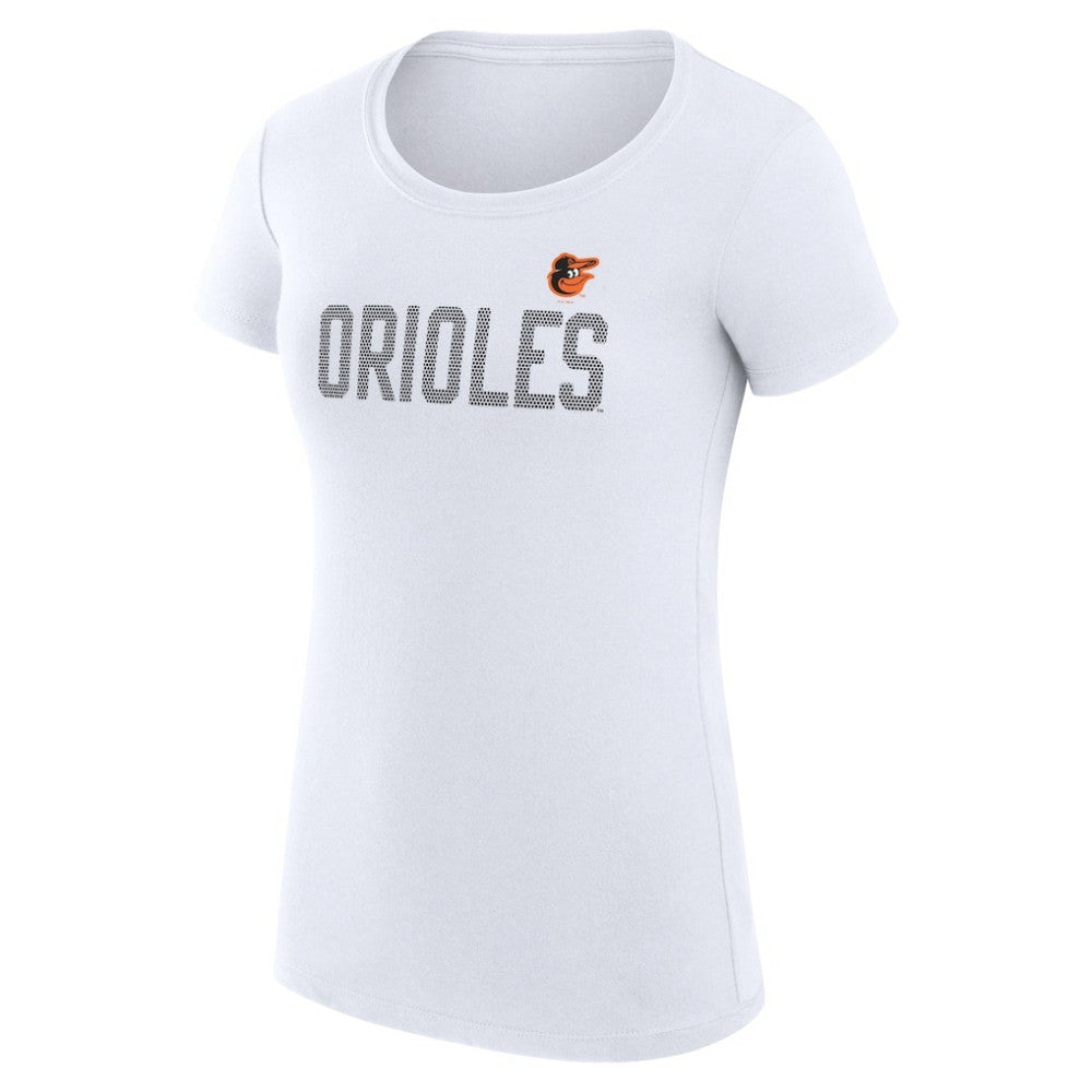 Baltimore Orioles G-III 4Her by Carl Banks Women's Super-Slim Fit Lightweight Dot Print T-Shirt - White T-shirts