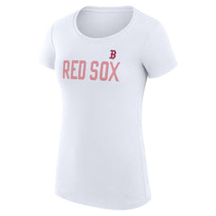 Boston Red Sox G-III 4Her by Carl Banks Women's Super-Slim Fit Lightweight Dot Print T-Shirt - White T-shirts
