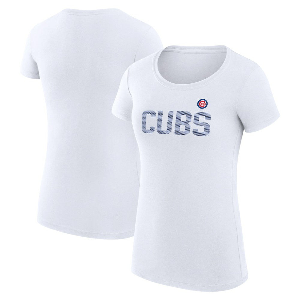 Chicago Cubs G-III 4Her by Carl Banks Women's Super-Slim Fit Lightweight Dot Print T-Shirt - White T-shirts