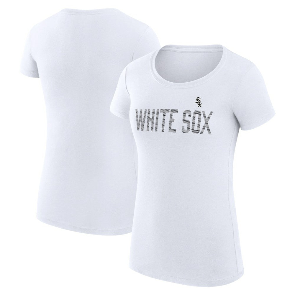 Chicago White Sox G-III 4Her by Carl Banks Women's Super-Slim Fit Lightweight Dot Print T-Shirt - White T-shirts
