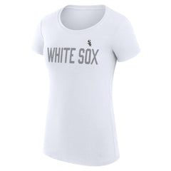 Chicago White Sox G-III 4Her by Carl Banks Women's Super-Slim Fit Lightweight Dot Print T-Shirt - White T-shirts