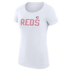 Cincinnati Reds G-III 4Her by Carl Banks Women's Super-Slim Fit Lightweight Dot Print T-Shirt - White T-shirts