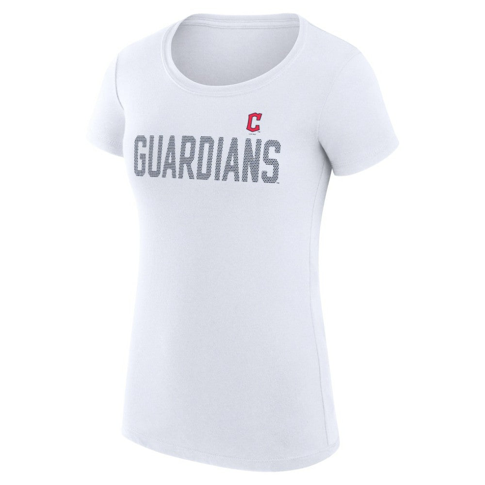 Cleveland Guardians G-III 4Her by Carl Banks Women's Super-Slim Fit Lightweight Dot Print T-Shirt - White T-shirts