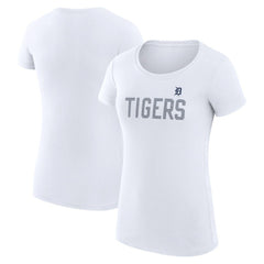 Detroit Tigers G-III 4Her by Carl Banks Women's Super-Slim Fit Lightweight Dot Print T-Shirt - White T-shirts