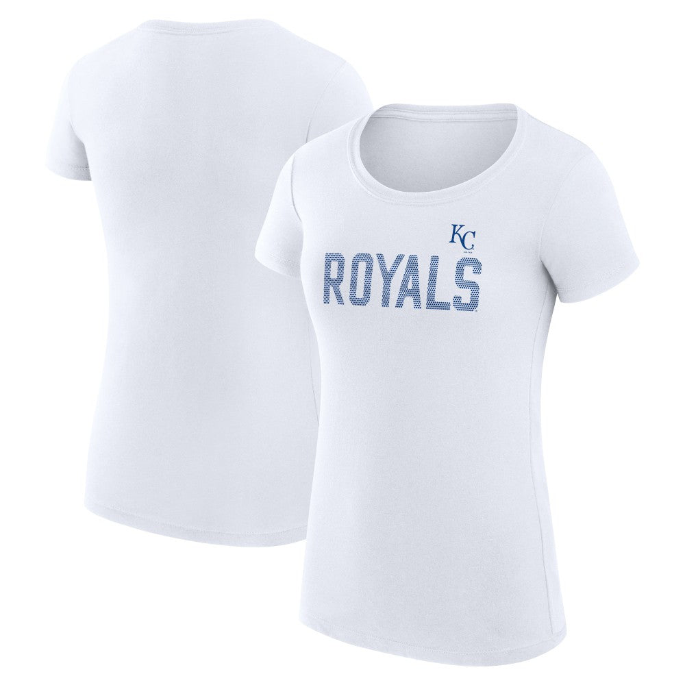 Kansas City Royals G-III 4Her by Carl Banks Women's Super-Slim Fit Lightweight Dot Print T-Shirt - White T-shirts