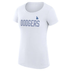 Los Angeles Dodgers G-III 4Her by Carl Banks Women's Super-Slim Fit Lightweight Dot Print T-Shirt - White T-shirts