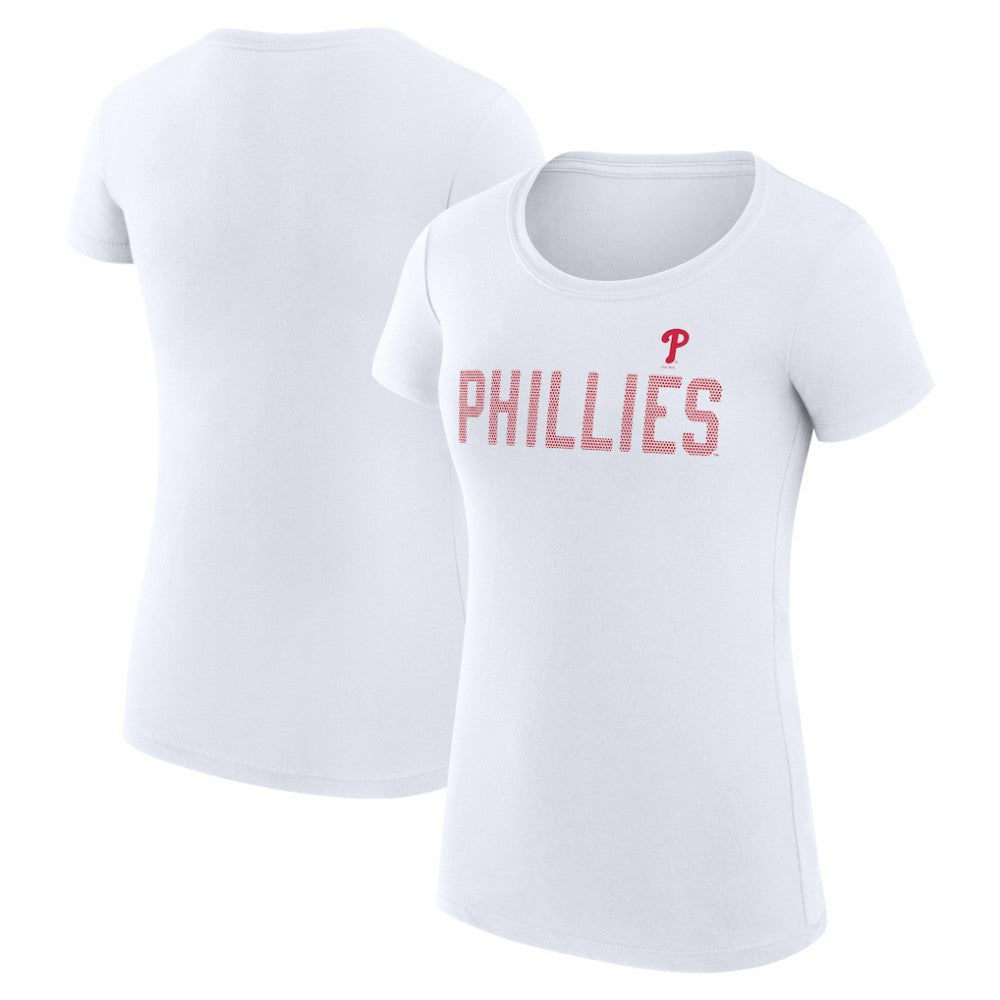 Philadelphia Phillies G-III 4Her by Carl Banks Women's Super-Slim Fit Lightweight Dot Print T-Shirt - White T-shirts