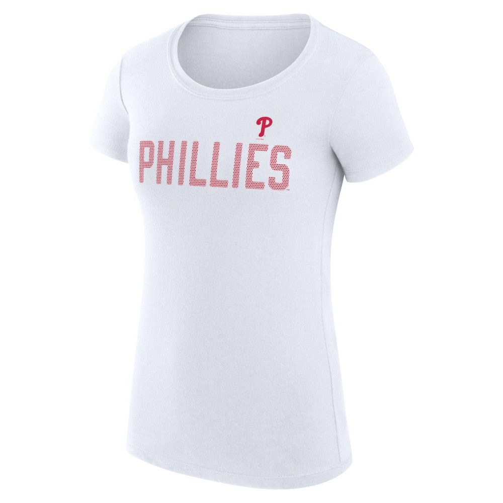 Philadelphia Phillies G-III 4Her by Carl Banks Women's Super-Slim Fit Lightweight Dot Print T-Shirt - White T-shirts
