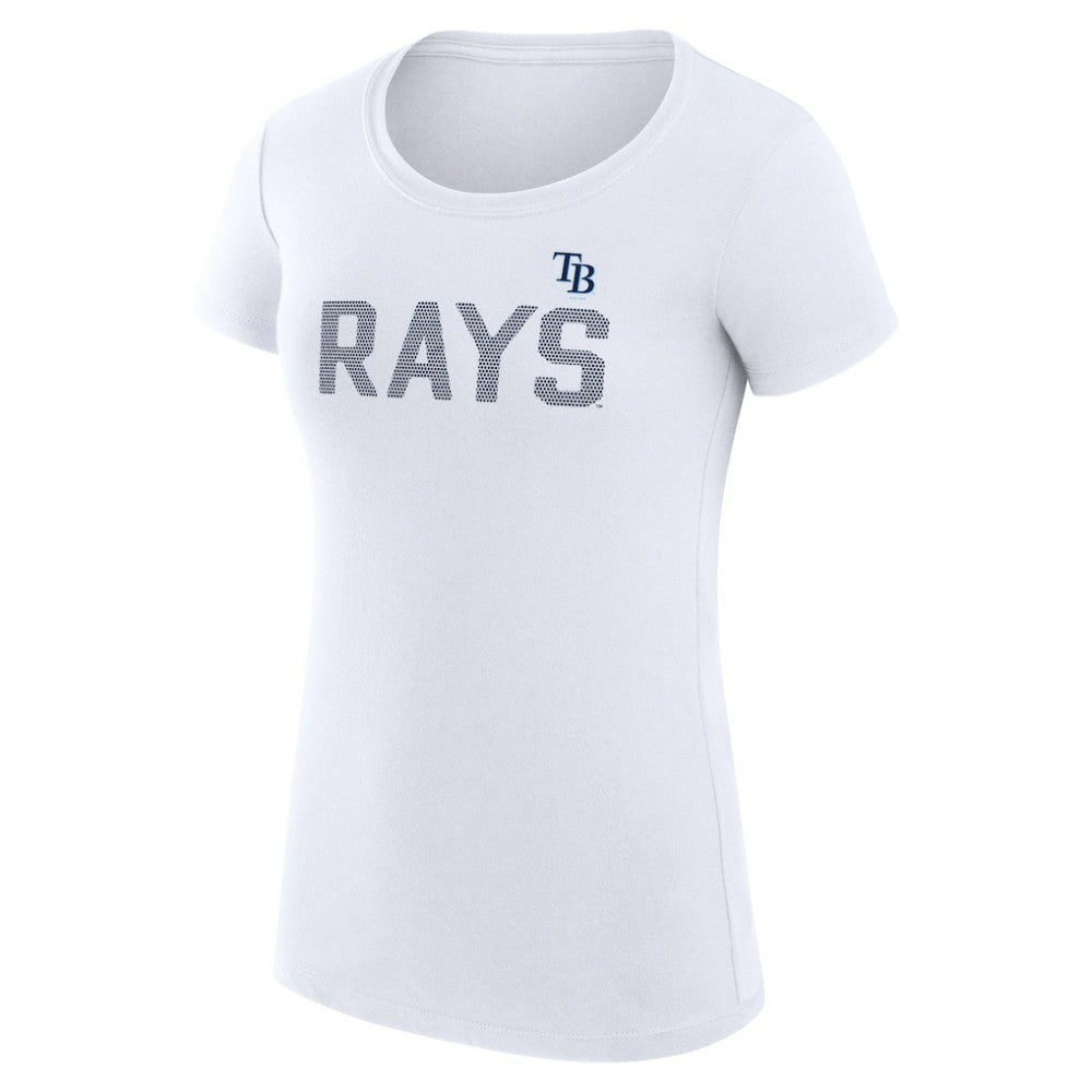 Tampa Bay Rays G-III 4Her by Carl Banks Women's Super-Slim Fit Lightweight Dot Print T-Shirt - White T-shirts
