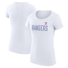 Texas Rangers G-III 4Her by Carl Banks Women's Super-Slim Fit Lightweight Dot Print T-Shirt - White T-shirts